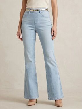 SPANX Retro Light Wash Petite Flare Jeans NWT